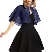 cheap Cape-Women's Wrap Elegant Sun Protection Short Sleeve Chiffon Wedding Wraps With Pure Color For Wedding Summer
