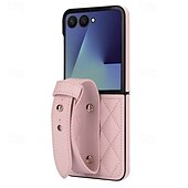 cheap Samsung Cases-Phone Case For Samsung Galaxy Z Flip 7 Z Flip 6 Z Flip 5 Z Flip 4 Z Flip 3 Back Cover with Wrist Strap Shockproof Retro TPU PU Leather