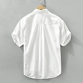 economico Casual da lavoro-Per uomo Camicia Camicia di lino Camicia casual Camicia con Bottoni Camicia di cotone Rombi Vacanza Streetwear Nero Bianco Manica Corta Collo ripiegato Estate Abbigliamento Stampato