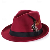 levne Klobouk Fedora-Pánské 30. léta Oktoberfestový klobouk Černá Fialová Polyester Peří Módní Na běžné nošení ulice Denní Barevné bloky Proti sluci Prodyšné