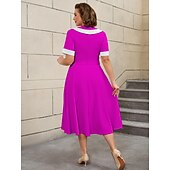 preiswerte Kleider-Retro Vintage 1950er Rockabilly Midlänge A-Linien-Kleid Ausgestelltes Kleid Übergröße Damen Urlaub Heimkehr Party &amp; Abend Erwachsene Kleid Frühling &amp; Sommer