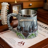 economico Tazze e tazzine-Tazza con emblema del castello magico, boccale da birra retrò in acciaio inossidabile, tazza regalo dell&#039;accademia dei maghi, bicchieri fantasy per fan e collezionisti
