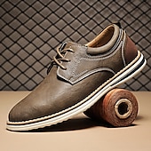 Χαμηλού Κόστους Ανδρικά Sneakers-Ανδρικά καφέ παπούτσια derby από συνθετικό δέρμα – ελαφριά σχέδια με κορδόνια για καθημερινή χρήση στο γραφείο, εξόδους το Σαββατοκύριακο και smart casual στυλ.
