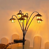 cheap Landscape Lights-Solar Lights Retro Lantern Decorative Light Solar-Powered 6led Retro Street Lamp Shaped Decorative Light Suitable For Garden Courtyard 1pc