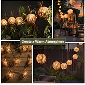 cheap Outdoor Lighting-Rattan Wire Ball Style Decorative Lantern String Lights - 10 Lights Globe Rattan Wicker Ball String Lights Indoor Outdoor Patio String Light for Home Pergola Porch Party Backyard