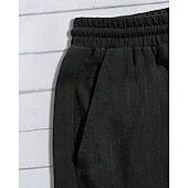 お買い得  クラシック-男性用 ショーツ リネンショーツ サマーショーツ ビーチショーツ ポケット 弾性ウエスト ドローストリング 平織り 履き心地よい 高通気性 ショート バケーション 祝日 ビーチ ハワイアン ボヘミアン ブラック ネイビーブルー