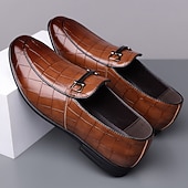voordelige Loafers-Groene instappers met krokodillenmotief voor heren – casual zakelijke stijl, comfortabele schoenen van imitatieleer voor op kantoor en dagelijks gebruik