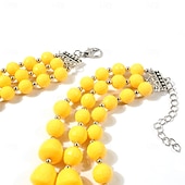 economico Accessori per acconciature-collana a catena girocollo con perline acriliche per donna, collana a catena a maglia cubana grossa alla moda alla moda boho set di bigiotteria moda regali leggeri fatti a mano