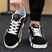 cheap Men&#039;s Sneakers-Men&#039;s Sneakers Walking Casual PU Leather Canvas Comfortable Slip Resistant Breathable Lace-up Black White Red Summer Spring