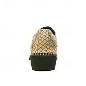economico Formale-Scarpe da uomo con fibbia in oro metallizzato e cinturino alla caviglia – scarpe eleganti da festa con dettagli borchiati per eventi alla moda