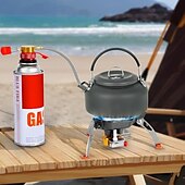 economico Cucina da campeggio-Fornello da campeggio antivento da 12800 W, fornello a gas da campeggio con accensione piezoelettrica, fornello a butano portatile pieghevole a tre bruciatori per esterni, per escursionismo, zaino in