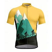 economico Maglie da uomo-Per uomo Maglia da Ciclismo Manica Corta Bicicletta Maglia Top con 3 tasche posteriori Resistente ai Raggi UV Asciugatura Rapida Cerniera Frontale Strisce Riflettenti Giallo Gli sport Abbigliamento