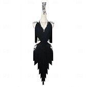 abordables Tenues de danse latine-Robe de danse latine glamour à franges pour femme – Costume à franges scintillantes, idéal pour le cha-cha et la rumba &amp;spectacle de salle de bal