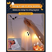 cheap Battery String Lights-1 Pc Halloween 2.5M 10 luminous hanging ghost ghost light string AAA waterproof battery box 8 function remote control indoor and outdoor courtyard party Halloween atmosphere decoration light