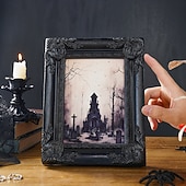 お買い得  フォトフレーム-ハロウィーンの樹脂製墓石フォトフレーム、ハロウィーンの寝室、オフィス、勉強机の装飾に最適な黒ゴシックデスクトップ写真フレームオーナメント