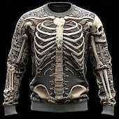 ieftine Hanorace 3D pentru bărbați-Halloween Bărbați #D Schelet Hanorca Hanorca Manșon Lung Hanorac Stil Nautic Casual Punk și gotic Tipărire 3D Petrecere Haine de strada Toate Sezoanele