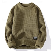 billige genser for menn-Herre Pullover genser Strikket genser Riflet Strikke Vanlige topper Strikket عادي Crew-hals Mote Grunnleggende Feriereise Dagligdagstøy Klær Høst Vinter Svart Hvit M L XL