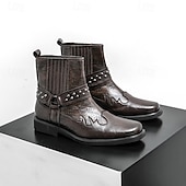levne Biker Boots-Pánské Boty Motorkářské boty Chůze Vinobraní Na běžné nošení Bristké PU kůže Pohodlné Protiskluzové Teplý Kotníčkové Povaleč Elastická gumička Černá Hnědá Podzim Zima