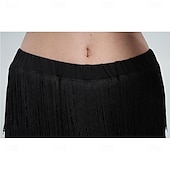 abordables Pantalones-Pantalón de baile latino con borlas de 7 niveles BH1985 para mujer, pantalón de práctica profesional con flecos negros para adultos.