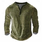 billiga Geometrisk-Herr Geometrisk Abstrakt Henleytröja Våffel T-shirt Långärmad Vintage Dagligen Retro / vintage Utomhussport Ledigt Helgdag Vår &amp; sommar Alla årstider Grå Blå Grön Vinröd Henley Henley T-shirt