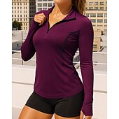 economico Felpa &amp; Sweatshirt-Per donna Maglietta da ginnastica Camicie a maniche lunghe Cerniera a un quarto Manica Lunga Top Athleisure Autunno Asciugatura Rapida Traspirante All&#039;aperto Corsa Yoga abbigliamento sportivo