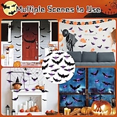 levne Halloween v interiéru-Halloweenské nástěnné dekorace s netopýry, svítící 3D samolepky s netopýry různých velikostí na halloweenskou párty, dekorace oken do ložnice, vnitřní i venkovní samolepky na dům