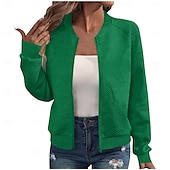 cheap Casual Jackets-Women&#039;s Casual Jacket Sport Jacket Textured Jackets Office / Career Daily Wear Going out Fall Regular Coat Stand Collar Regular Fit Warm Vintage Style Lady Casual Jacket Long Sleeve non-printing