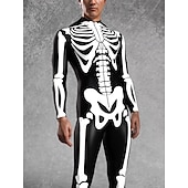 tanie Stroje dla par i grup-Karnawał 2026 Body Kostiumy dla par na Halloween Kombinezon zakrywający całe ciało Szkielet Straszny Kostium Doroślu Dla dzieci Wszystko Halloween Karnawał Dzień Zmarłych Kij Impreza Spektakl Łatwe