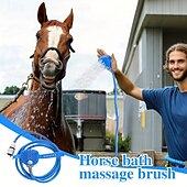 abordables Soins et soutien aux animaux-Outil de bain pour chevaux 5 en 1 et brosse douce, brosse polyvalente pour chevaux avec buse de tuyau d&#039;arrosage, outil de massage pour toilettage de chevaux adapté aux bovins, chevaux, moutons, etc.