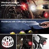 cheap Work Lights-Ultra Bright USB Rechargeable Bike Light Set, Powerful Bicycle Front Headlight and Back Taillight, 4 Light Modes, Easy to Install for Men Women Kids Road Mountain Cycling Black