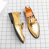 billige Loafers-herresko i skinnende gull – metalliske slip-on-sko til bryllup, kveldsgallaer og forestillinger
