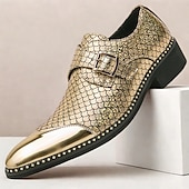 economico Formale-Scarpe da uomo con fibbia in oro metallizzato e cinturino alla caviglia – scarpe eleganti da festa con dettagli borchiati per eventi alla moda