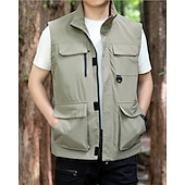 economico Gilet-Per uomo Gilet All&#039;aperto Quotidiano Moda Casual Primavera Autunno Tasca Poliestere Confortevole Semplice Cerniera Collo alla coreana Vestibilità regolare Nero Rosso Blu Cachi Gilet