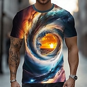 voordelige 3D T-shirts-Voor heren Oceaan 3D T-shirt Korte mouw T-shirt 3D-afdrukken Strakke ronde hals Overhemd overdreven Ontwerper Feest Straat Casual Geel blauw Oranje Zomer Lente Alle seizoenen Kleding S M L XL XXL XXXL