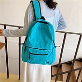 abordables Sacs à dos-Sac à dos d&#039;école unisexe en nylon léger – sac à dos résistant à l&#039;eau de couleur unie pour adolescents et étudiants