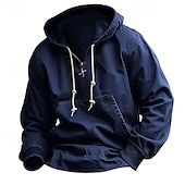 baratos hoodies básicos dos homens-Homens Tático Preto Azul Marinha Com Capuz Tecido Zip Up Bolso frontal Quarter Zip Tático Desportos e Ar livre Casual Roupa de rua Legal Roupa de Esporte Outono &amp; inverno Roupa Moletons Moletons