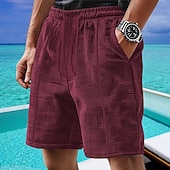 voordelige Casual korte broek-Voor heren Wafel korte broek Korte broek Zomer korte broeken Casual korte broek Zak Elastische taille Trekkoord Effen Comfort Ademend Korte Buiten Vakantie Sport Casual Zwart Wit