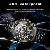 abordables Montres à quartz-OLEVS Hommes Montre à quartz Créatif Mode Décontracté Montre-bracelet Remontage automatique Phase de Lune Lumineux IMPERMÉABLE Acier Suivre