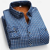 economico camicie di flanella-Per uomo Camicia casual Camicia di flanella Camicia a quadri Camicia con Bottoni Rosso Blu Manica Lunga Quadri Bavero Vacanza Casual Quotidiano Bottonato Abbigliamento Moda Casual Confortevole