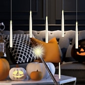 cheap Candle Lights-10/12/20 Pcs Suspended Electronic Candle Lamp Pencil Magic Wand Remote Control Halloween Christmas Party Atmosphere Decoration Lamp AAA Battery Box