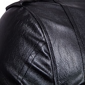 voordelige Nepleer jas-Voor heren Jas van imitatieleer Bikerjack Motorjas Vakantie Dagelijks Winddicht Houd Warm Zak Herfst Winter Effen Modieus Klassiek Revers Normaal Zwart Jacks