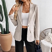 preiswerte Blazer &amp; Anzüge-Damen Blazer Bequem Atmungsaktiv Tasche Mode Modern Einfach Arbeit Täglich Regulär Umlegekragen Normale Passform Langarm Oberbekleidung Khaki Frühling Herbst