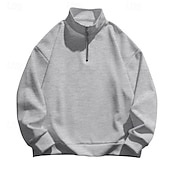 abordables sudaderas de lana-Hombre Sudadera Sudadera de polar Pull-over Sudadera con un cuarto de cremallera Negro Blanco Vino Rojo Caqui Cuello Mao Plano Deporte Casual Diario Ropa de calle De Deporte Primavera Otoño Ropa