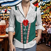 billiga Skjortor-Oktoberfest Öl Dirndl-tryck Hawaii skjortor Aloha skjorta Bayersk München Tyska Grafisk Till Herr Vuxna Karnival Oktoberfest öl 3D-utskrift Semester Fest