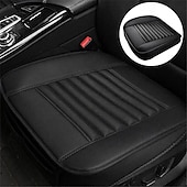 baratos Capas para bancos de automóveis-Capa de almofada para assento de carro 2 peças, universal, 5d, couro de carvão de bambu, respirável, à prova d&#039;água, protetor de assento de carro com tudo incluído