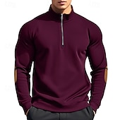 abordables sudaderas de lana-Hombre Sudadera Sudadera con cremallera Sudadera con capucha de lana Negro Vino Color Camello Gris Claro Gris Oscuro Cuello Mao Plano Cerrar Retazos Cremallera de un cuarto Deporte Casual Diario Ropa