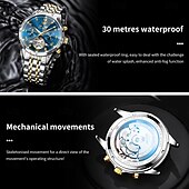 abordables Relojes mecánicos-OLEVS Hombre Relojes Mecánico Al Aire Libre Moda Reloj Casual Reloj de Muñeca Cuerda Automática Pantalla de fase lunar Luminoso Calendario perpetuo Acero Reloj
