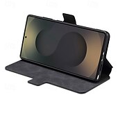 cheap Samsung Cases-Phone Case For Samsung Galaxy S25 Plus S25 Ultra S24 Ultra S24 Plus Back Cover Support Wireless Charging Kickstand Card Slot Retro TPU PU Leather