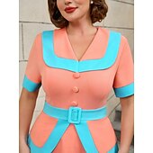 preiswerte Kleider-Retro Vintage 1950er Rockabilly Midlänge A-Linien-Kleid Ausgestelltes Kleid Übergröße Damen Urlaub Heimkehr Party &amp; Abend Erwachsene Kleid Frühling &amp; Sommer