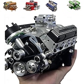 billiga Skulpturer-V8-motor hartsprydnad bensin liten blockmotor modellbyggsatser invecklad växeldesign motorfigur skulptur hantverk för skrivbord bokhylla dekoration